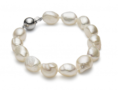 10-11mm Barroco Quality Perla de Agua Dulce Pulsera in Baroque Drop Blanco