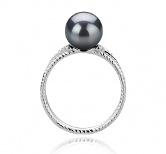 Anillo de perlas Perla Akoya Japonesa de calidad AAA de 8 a 9mm en color Negro