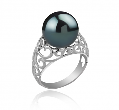 12-13mm AA Quality Perla Tahití Anillo in Alva Negro