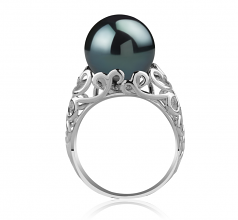 12-13mm AA Quality Perla Tahití Anillo in Alva Negro