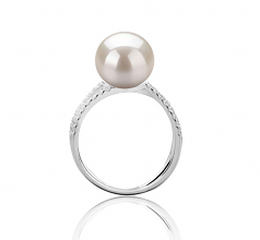 9-10mm AAAA Quality Perla de Agua Dulce Anillo in Zana Blanco