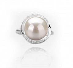 11-12mm AAA Quality Perla de Agua Dulce Anillo in Wendy Blanco