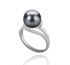 9-10mm AAA Quality Perla Tahití Anillo in Royisal Negro