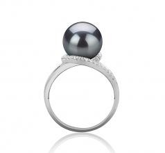 9-10mm AAA Quality Perla Tahití Anillo in Royisal Negro