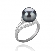 9-10mm AAA Quality Perla Tahití Anillo in Royisal Negro