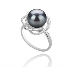 9-10mm AAA Quality Perla Tahití Anillo in Bobbie Negro