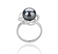 9-10mm AAA Quality Perla Tahití Anillo in Bobbie Negro