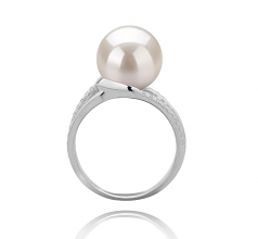 10-11mm AAAA Quality Perla de Agua Dulce Anillo in Layana Blanco