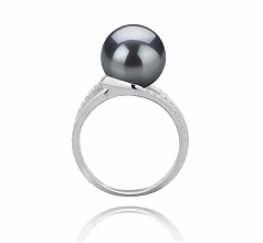 10-11mm AAA Quality Perla Tahití Anillo in Layana Negro