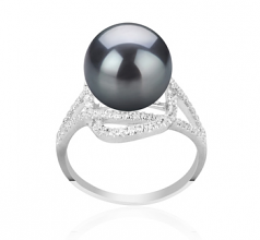 10-11mm AAA Quality Perla Tahití Anillo in Maddie Negro