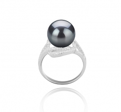 10-11mm AAA Quality Perla Tahití Anillo in Maddie Negro