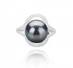 10-11mm AAA Quality Perla Tahití Anillo in Maddie Negro