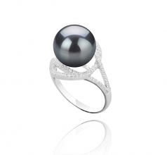 10-11mm AAA Quality Perla Tahití Anillo in Maddie Negro