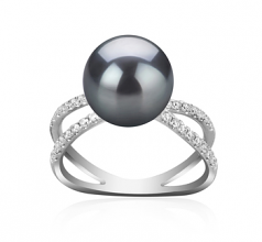 9-10mm AAA Quality Perla Tahití Anillo in Zana Negro