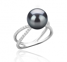 9-10mm AAA Quality Perla Tahití Anillo in Zana Negro