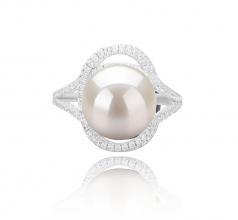 10-11mm AAAA Quality Perla de Agua Dulce Anillo in Maddie Blanco