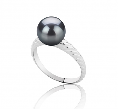 8-9mm AAAA Quality Perla de Agua Dulce Anillo in Mada Negro