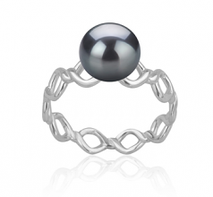 7-8mm AAAA Quality Perla de Agua Dulce Anillo in Ola Negro