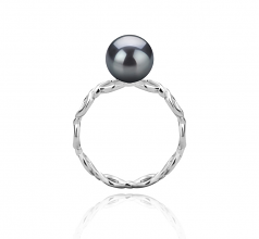 7-8mm AAAA Quality Perla de Agua Dulce Anillo in Ola Negro