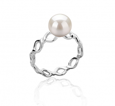 7-8mm AAAA Quality Perla de Agua Dulce Anillo in Ola Blanco