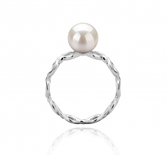 7-8mm AAAA Quality Perla de Agua Dulce Anillo in Ola Blanco