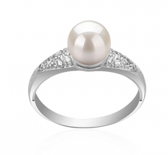 6-7mm AAAA Quality Perla de Agua Dulce Anillo in Cristy Blanco