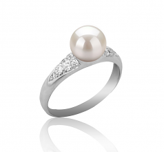 6-7mm AAAA Quality Perla de Agua Dulce Anillo in Cristy Blanco