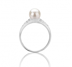 6-7mm AAAA Quality Perla de Agua Dulce Anillo in Cristy Blanco