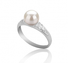 6-7mm AAAA Quality Perla de Agua Dulce Anillo in Cristy Blanco