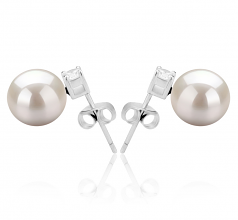 8-9mm AAAA Quality Perla de Agua Dulce Pendientes in Eternidad Blanco