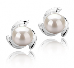 8-9mm AAAA Quality Perla de Agua Dulce Pendientes in Eva Blanco