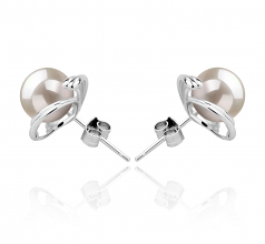 8-9mm AAAA Quality Perla de Agua Dulce Pendientes in Eva Blanco