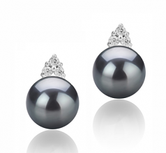 8-9mm AAAA Quality Perla de Agua Dulce Pendientes in Evelyn Negro