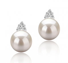 8-9mm AAAA Quality Perla de Agua Dulce Pendientes in Evelyn Blanco