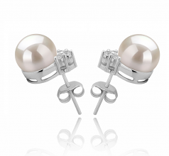 8-9mm AAAA Quality Perla de Agua Dulce Pendientes in Evelyn Blanco