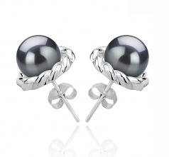 8-9mm AAAA Quality Perla de Agua Dulce Pendientes in Bessie Negro