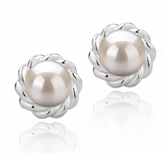 8-9mm AAAA Quality Perla de Agua Dulce Pendientes in Bessie Blanco