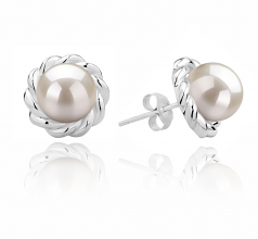 8-9mm AAAA Quality Perla de Agua Dulce Pendientes in Bessie Blanco