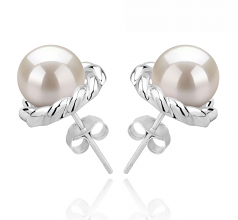 8-9mm AAAA Quality Perla de Agua Dulce Pendientes in Bessie Blanco