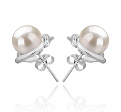 8-9mm AAAA Quality Perla de Agua Dulce Pendientes in Alba Blanco