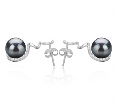 8-9mm AAAA Quality Perla de Agua Dulce Pendientes in Lolita Negro