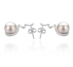 8-9mm AAAA Quality Perla de Agua Dulce Pendientes in Lolita Blanco