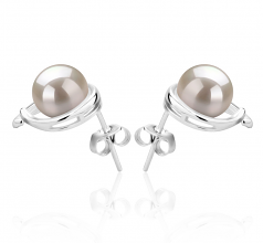 7-8mm AAAA Quality Perla de Agua Dulce Pendientes in Raina Blanco