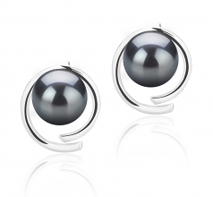 7-8mm AAAA Quality Perla de Agua Dulce Pendientes in Raina Negro