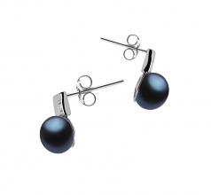 8-9mm AAA Quality Perla de Agua Dulce Pendientes in Lolly Negro