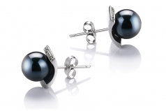 8-9mm AA Quality Perla Akoya Japonesa Pendientes in Francine Negro