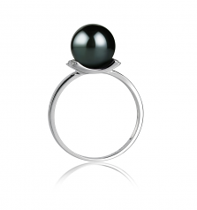 8-9mm AA Quality Perla Akoya Japonesa Anillo in Francine Negro