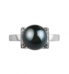 8-9mm AA Quality Perla Akoya Japonesa Anillo in Francine Negro