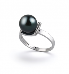 8-9mm AA Quality Perla Akoya Japonesa Anillo in Francine Negro