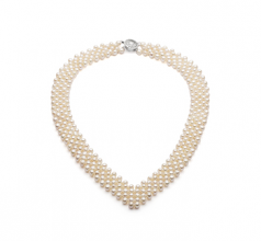 Collar de perlas Perla de Agua Dulce de calidad AA de 3 a 4mm en color Blanco